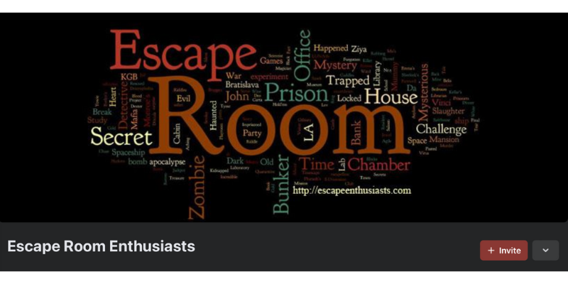 Screenshot of the "Escape Room Enthusiasts" Facebook cover image