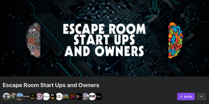 Screenshot of the "Escape Room Start Ups and Owners" Facebook cover image