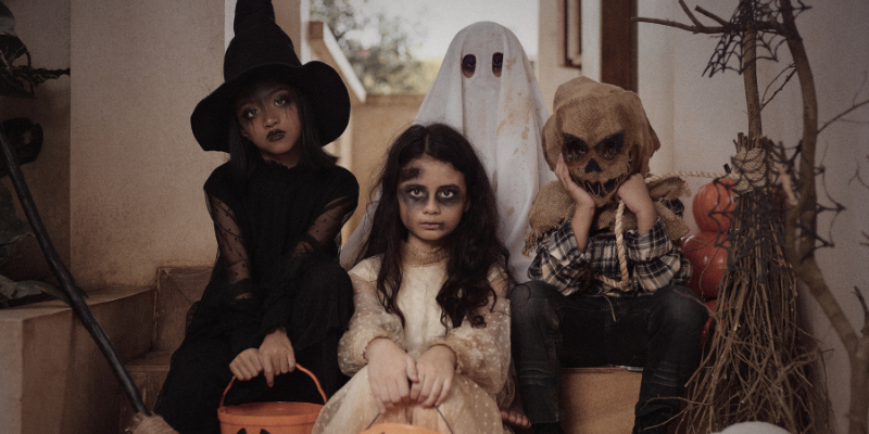 group of children dressed up for Halloween