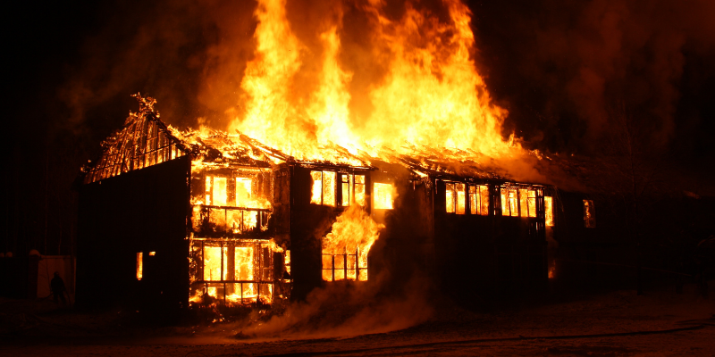 house burning down